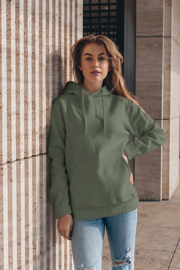 Unisex Mid-Weight Hooded SweatShirt - Olive Green