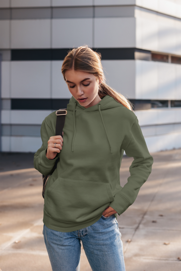 Unisex Mid-Weight Hooded SweatShirt - Olive Green