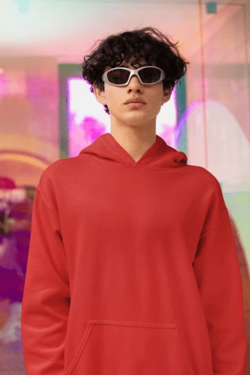 Red 300 GSM cotton hoodie – Fabveda