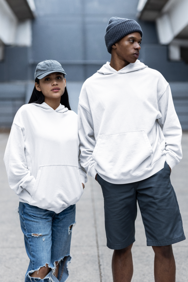 Unisex Mid-Weight Hooded SweatShirt - White