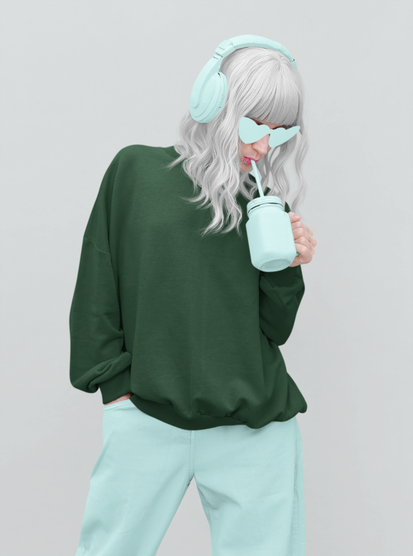 Heavyweight Oversized Sweatshirts - Bottle Green