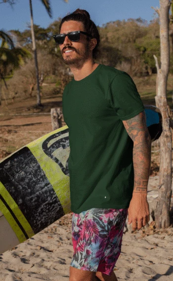 Bottle green Short sleeve t-shirt for men