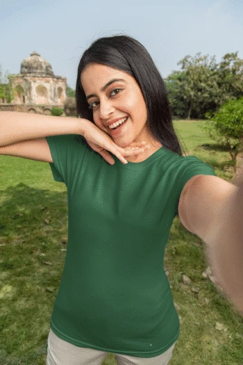 Bottle green Short sleeve t-shirt for women