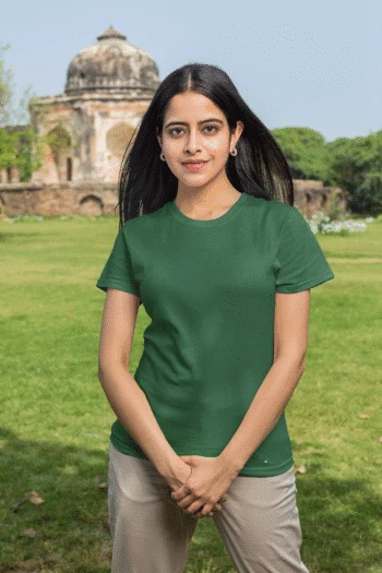 Bottle Green half sleeve 180 GSM cotton t-shirt – Fabveda