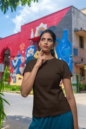 Coffee Brown half sleeve 180 GSM cotton t-shirt – Fabveda