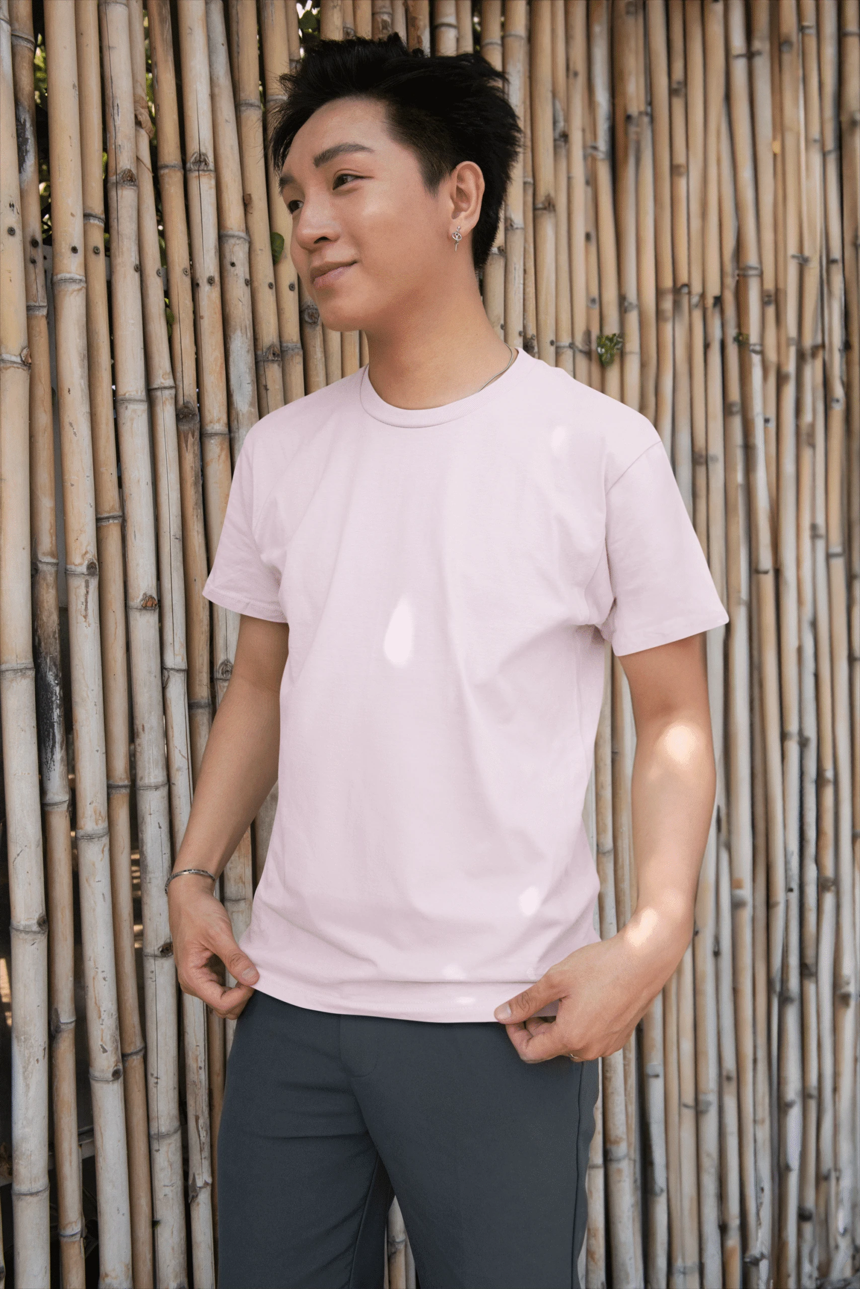 Light Pink Short sleeve t-shirt for men