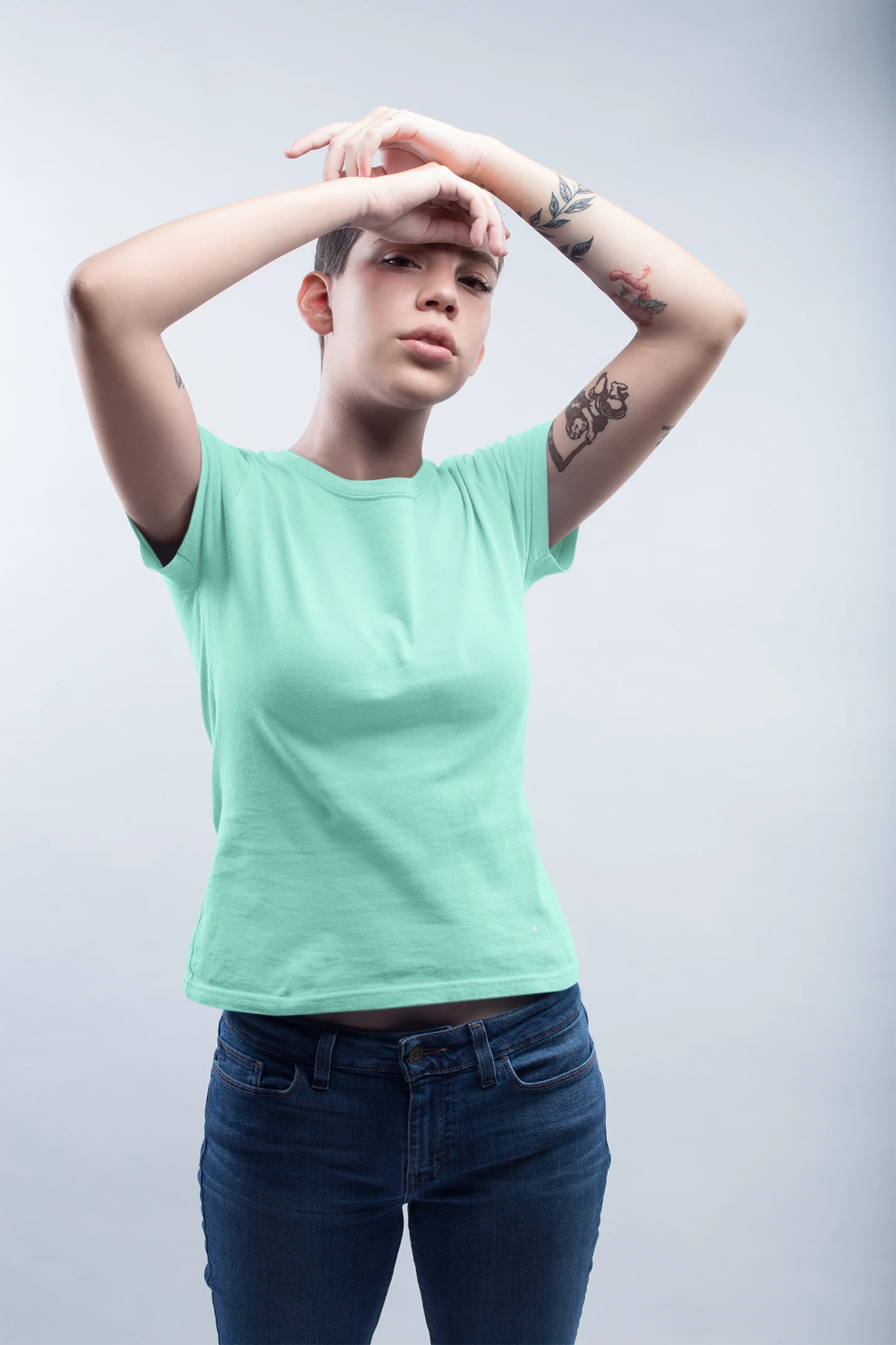 Mint Short sleeve t-shirt for women (3) Mint - Women's Half Sleeve T-Shirt -100% Cotton & Bio-Washed