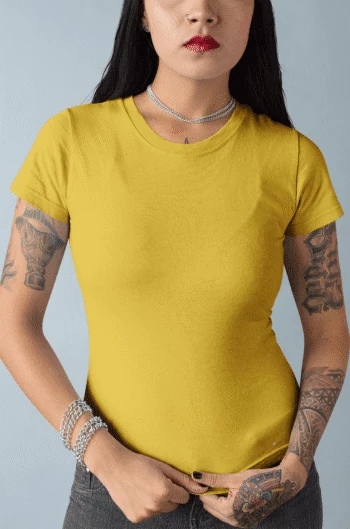 Mustard Yellow half sleeve 180 GSM cotton t-shirt – Fabveda