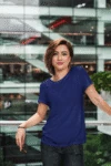 Navy Blue Short sleeve t-shirt for women (3)