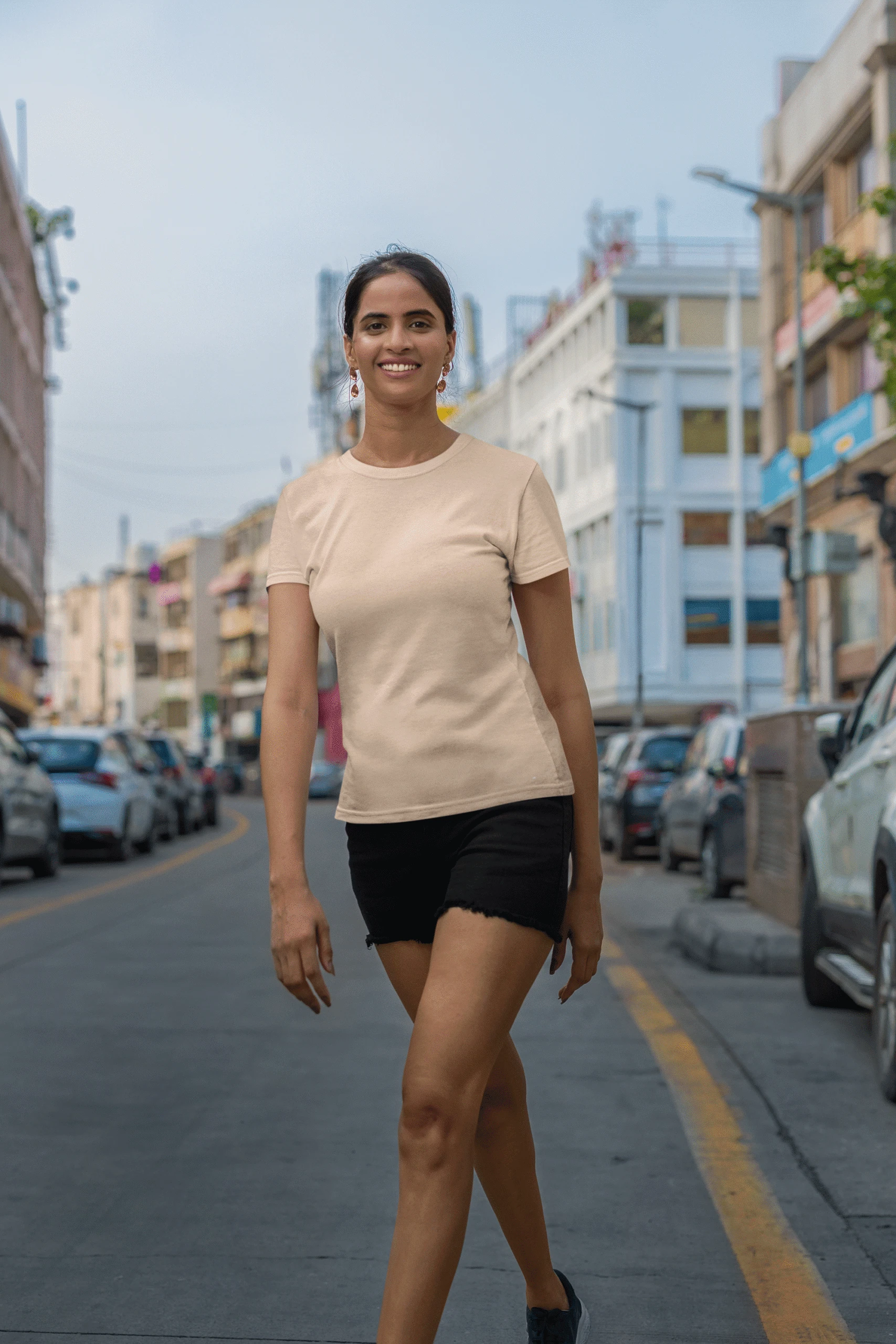 Peach Short sleeve t-shirt for women (4)