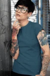 Petrol Blue Short sleeve t-shirt for women (2)