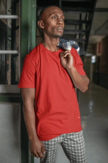 Red Short sleeve t-shirt for men by fabveda