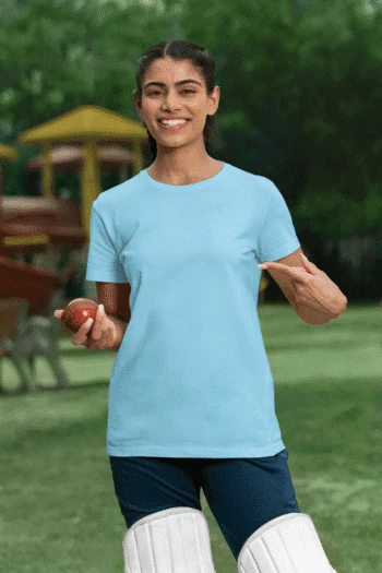 Sky Blue half sleeve 180 GSM cotton t-shirt – Fabveda