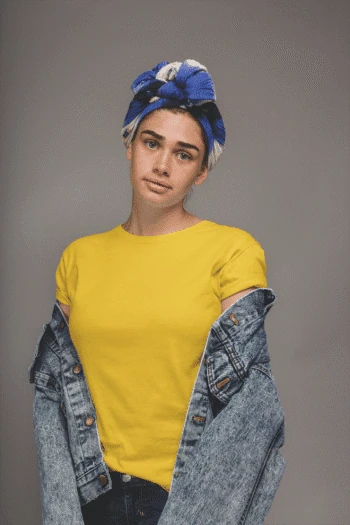 Yellow half sleeve 180 GSM cotton t-shirt – Fabveda