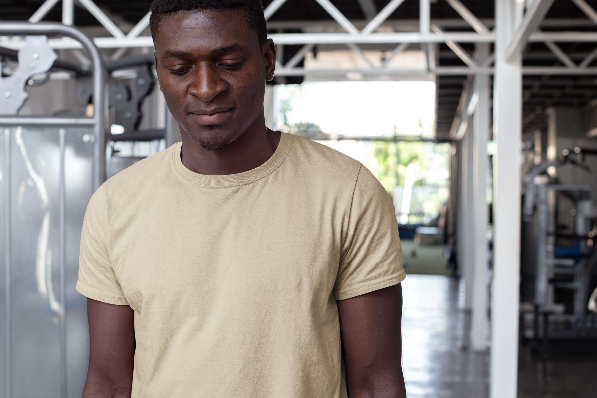 Beige Short sleeve t-shirt for men (3) Beige Short sleeve t-shirt for men