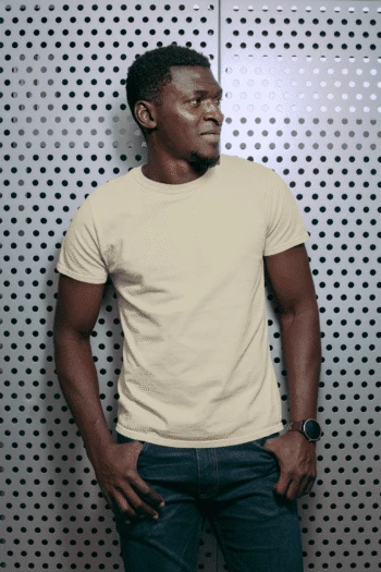 Beige Short sleeve t-shirt for men