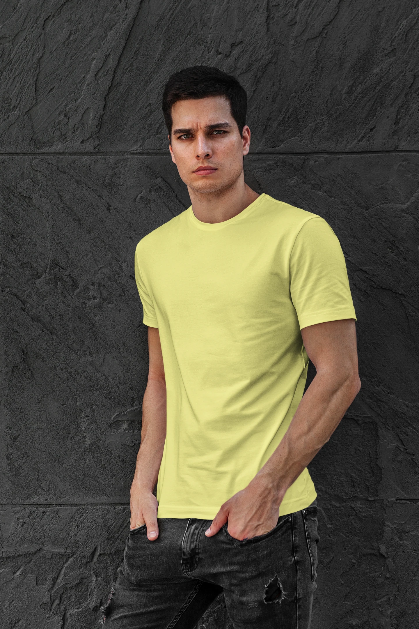 New Yellow Short sleeve t-shirt for men (2)