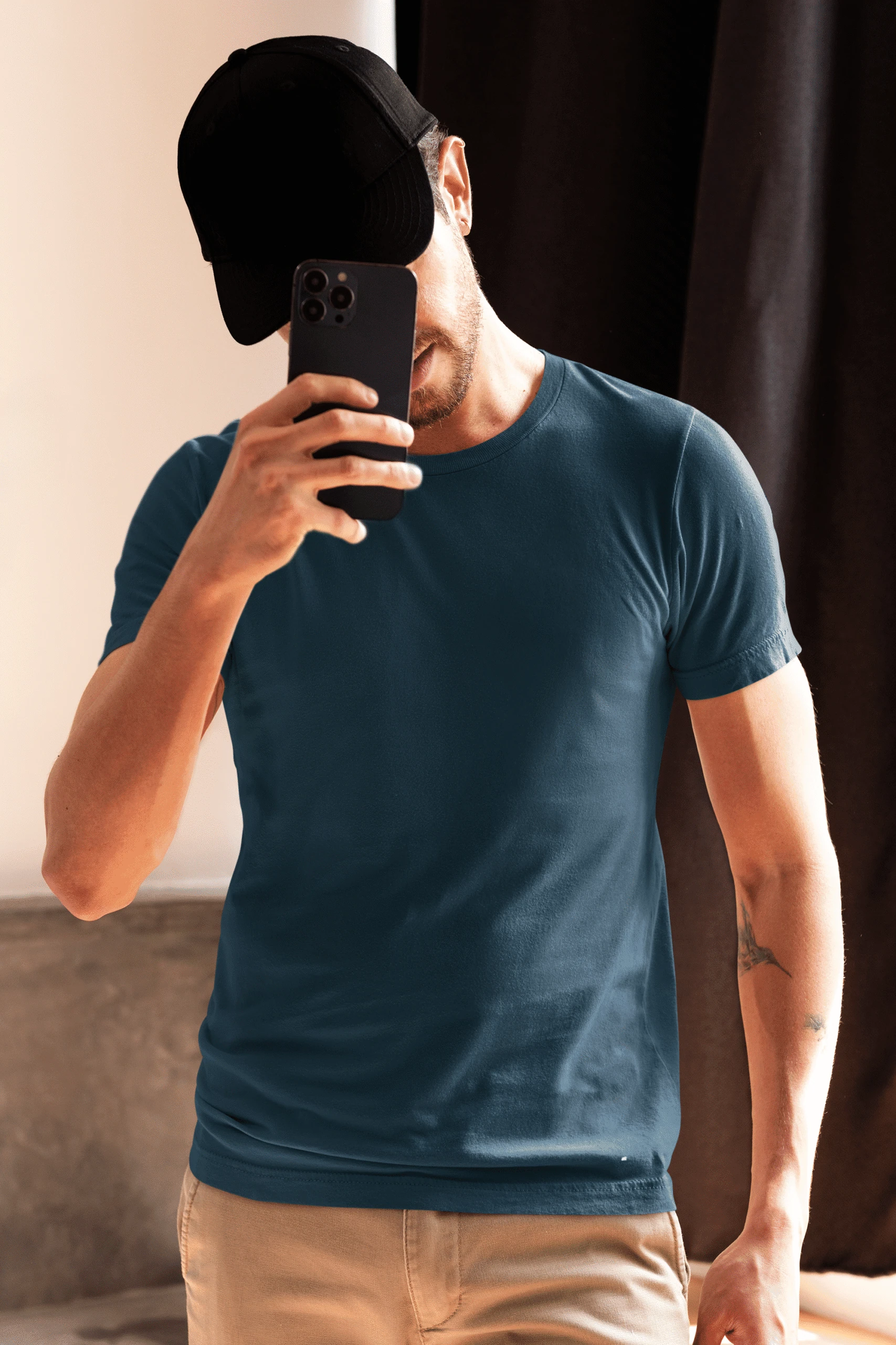 Petrol Blue Short sleeve t-shirt for men