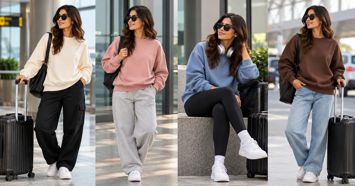Women styling versatile oversized sweatshirts in neutral, pink and green tones with casual wardrobe basics